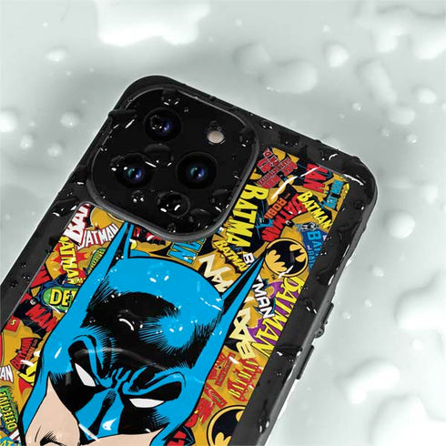 DC Comics Batman Mask Vintage Pattern iPhone 15 Pro Waterproof Case